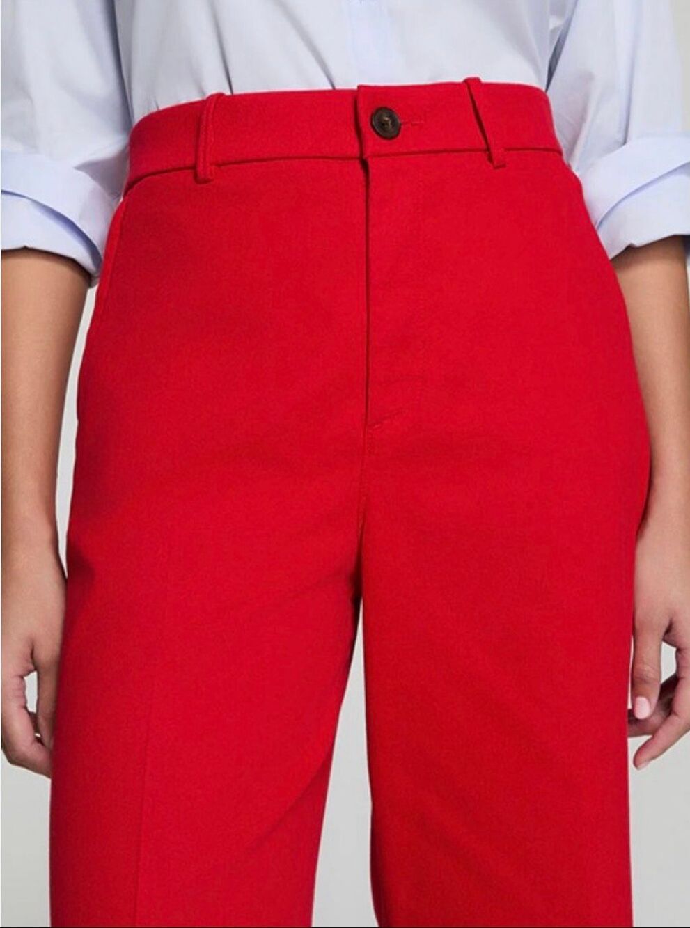 Spanx Stretched Twill Crop Wide Leg 2.0 Trouser Pants in Red Size - Picture 3 of 10